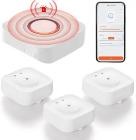 -3 313051119158 Wifi Water Leak Detector Pack Sensor Alarm With 110db Adjustable Triple