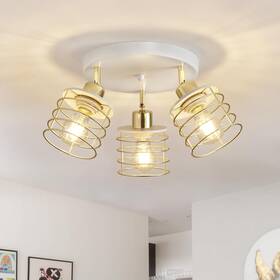 Abeajat Tqd01 Semi Flush Mount 3-light Kitchen Light Fixtures Ceiling White And Gold