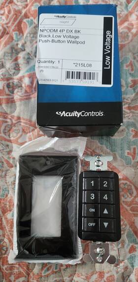 Acuity Controls 753573591917 Nlight Npodm 4p Dx Bk Push Button Wallpod -215l08 J1