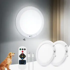 030111112 Aggforbl 2pcs Battery Powered Ceiling Light With Remote 7.48 Inch 2 Pack White