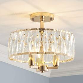 Agv Lighting Agv-cl003g Cl003g K9 Crystal Semi Flush Mount Ceiling Light Gold