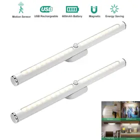 18006 Aicase 2 Pcs 22 Led Wireless Pir Motion Sensor Light Magnetic Strip Closet Cabinet Lamp