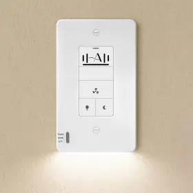 6-function Akicon 313045165130 Humidity Sensor Switch With Motion-activated Nightlight Wall Plate Fo 6-function Akicon 313045165130 Humidity Sensor Switch With Motion-activated Nightlight Wall Plate Fo