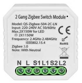 Akubela Qs-zigbee-s04-2c-ln 2 Gang Zigbee Switch Module
