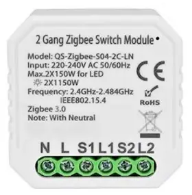 Qs-zigbee-s04-2c-ln Akubela 2 Gang Zigbee Switch Module