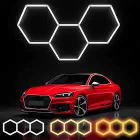 Aztv72p003-1 Allyes Hexagon Garage Led Lights- 3 Hex Ceiling Lights 128w White