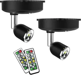 Amries 791334978201 Led Spotlight Battery Operated Lights With Remote Control Dimmable Black