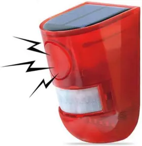 Aolyty 705353064203 Solar Motion Sensor Detector Siren Sound Alarm Led Warning Strobe Flashin