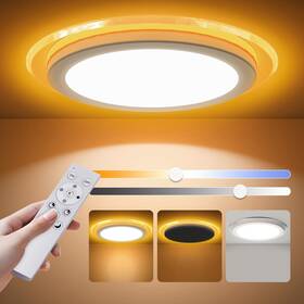 Aphyni Xd11f-28w-d9.6m-cbr 14.2 Inch Flush Mount Led Ceiling Light With Night