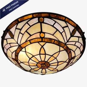 Artzone Artzone-tc-12-2 Tiffany Ceiling Lights Stained Glass Light Amber Brown