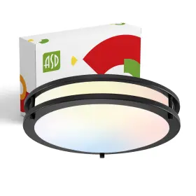 A-lfmdr-14d21ccbk Asd Led 14 Inch Round Flush Mount Lighting Close To 1pk Black