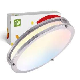 Asd-lfmdr-mv-16d24cc-nk Asd Led 16 Inch Round Flush Mount 277v 1pk Brushed Nickel