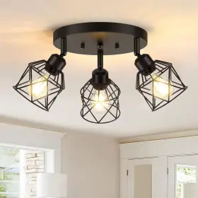 Baocuz 3-light-cage 3-light Kitchen Flush Mount Ceiling Light Adjustable Black