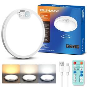 Blnan Ls-cl-g180-ykchg Us Rechargeable Motion Sensor Ceiling Light With Remote 1 Pack White