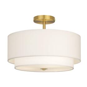 Calokes Us-icl-bd-003w 16 Inch Dual Drum Gold 3-light Semi Flush Mount Ceiling Light