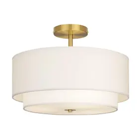 Us-icl-bd-003w Calokes 16 Inch Dual Drum Gold 3-light Semi Flush Mount Ceiling Light
