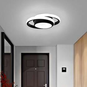 Caneoe Cl-y27bk-us Small Modern Led Ceiling Light 2 Rings Creative Design Black 6000k