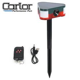 Carlor 663255815913 Solar Motion Sensor Alarm 360 Detector 129db Loud Siren Strobe Light With Remote