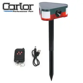 Carlor 663255815913 Solar Motion Sensor Alarm 360 Detector 129db Loud Siren Strobe Light With Remote