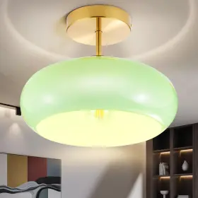 Chnenomme 717018408710 Semi Flush Mount Ceiling Light Fixture Mid 11in Green