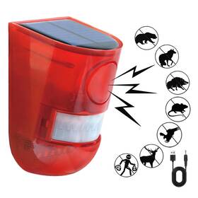 Chunhee 761228500825 Solar Sound And Light Alarm Outdoor Motion Sensor 129db Siren Alert 6le