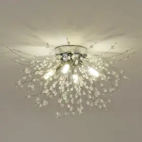 Xt-xh-xd-4c Cm Mzy Modern Small Crystal Ceiling Light Fixture 4-light Chrome
