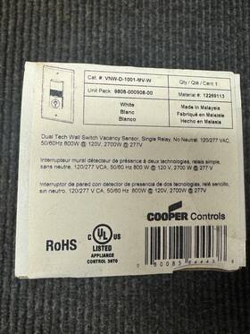 Cooper Vnw-d-10011-mv-w 10 Pc Lot New In Box Greengate Vnw-d-1001-mv-w Neoswitch Occupancy Sensor