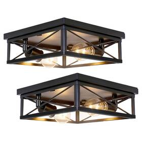 Cotulin Wx34 2-pack Farmhouse Black Flush Mount Ceiling Lights 10.6 Square