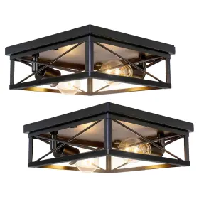 Wx34 Cotulin 2-pack Farmhouse Black Flush Mount Ceiling Lights 10.6 Square Wx34 Cotulin 2-pack Farmhouse Black Flush Mount Ceiling Lights 10.6 Square