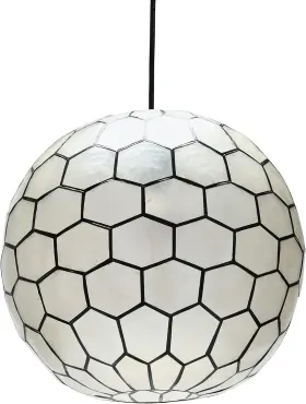 Ec0908 Creative Co-op Capiz Honeycomb Ceiling Light Black