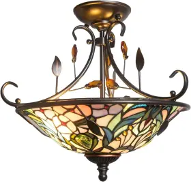 Th90212 Dale Tiffany Crystal Peony Semi-flush Mount Antique Golden Bronze Th90212 Dale Tiffany Crystal Peony Semi-flush Mount Antique Golden Bronze