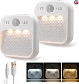 Dml1021  Dami Led Night Light With Motion Detector 2 Pack Cabinet Dimmable Timer