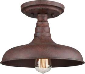 Danseer Dx7063du-tx Lighting Vintage Retro Rustic Metal Barn Semi Flush Mount Rust