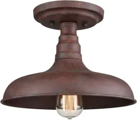 Dx7063du-tx Danseer Lighting Vintage Retro Rustic Metal Barn Semi Flush Mount Rust