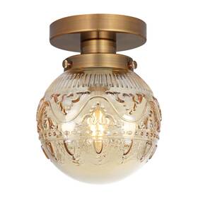 Daunton 240928 Semi Flush Mount Ceiling Light Gold Vintage Kitchen Amber