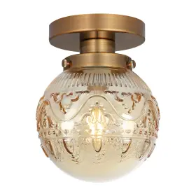 240928 Daunton Semi Flush Mount Ceiling Light Gold Vintage Kitchen Amber