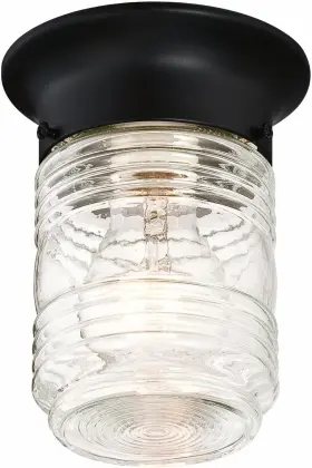587220 Design House Jelly Jar 1-light Indoor/outdoor Flush Mount 4.83 Inch Black