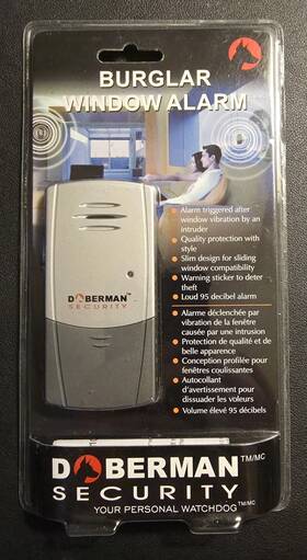 Doberman Security Se-0102 Burglar Window Alarm 95db Vibration Sensor New Sealed