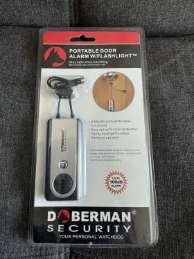 Se-0203or Doberman Security New Portable Door Alarm With Flashlight Traveler Defense Se-0203