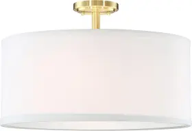 Doraimi Lighting 717057913695 Fabric Drum Shade Semi Flush Mount Ceiling Light Ps Diffuser Off 20 Inch Gold