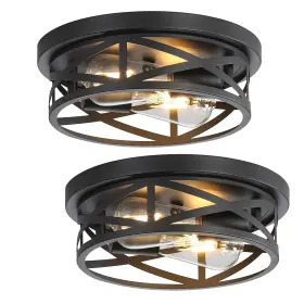 Dobl006-2 Doxvieze 2-pack Close To Ceiling Light Fixtures 11 Inch Black