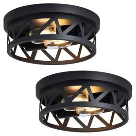 Dpxekq Dp101m Black Flush Mount Ceiling Light Fixture 2-light Hallway 11 Inch