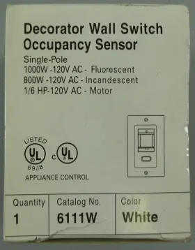 6111w Eagle 1000 Watt Occupancy Sensor 1p 120v Decorator Wall Switch White