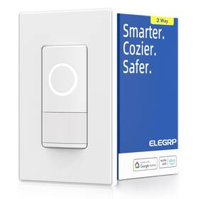 Elegrp Asss0130-wh Smart Motion Sensor Switch 2.4ghz Wi-fi 3 Way Light Compatible With A