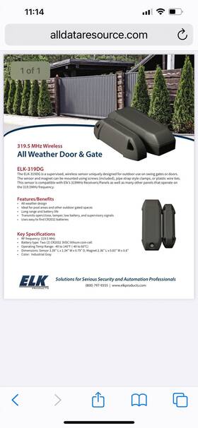 Elk Elk-319dg All Weather Door And Gate Sensor Grey