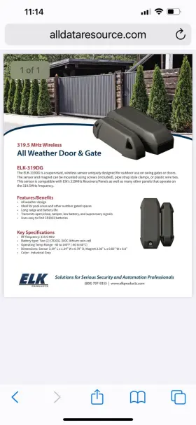 Elk-319dg Elk All Weather Door And Gate Sensor Grey