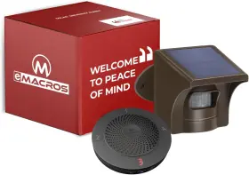 Emacros 445048979988 Non-app Wireless Driveway Alarm 1/2 Mile Solar Motion Sensor With Plug