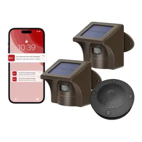 Pkz-01 Emacros 1/2 Mile Solar Driveway Alarm With Phone App Weatherproof Motion Sensor