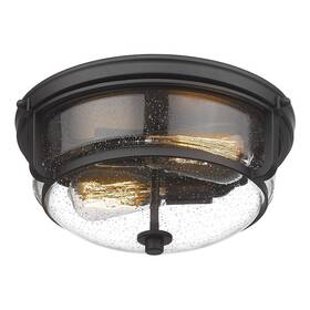 Emliviar We249f 12 Inch Ceiling Light With Seeded Glass Shade - Indoor Outdoor Black