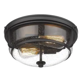 We249f Emliviar 12 Inch Ceiling Light With Seeded Glass Shade - Indoor Outdoor Black